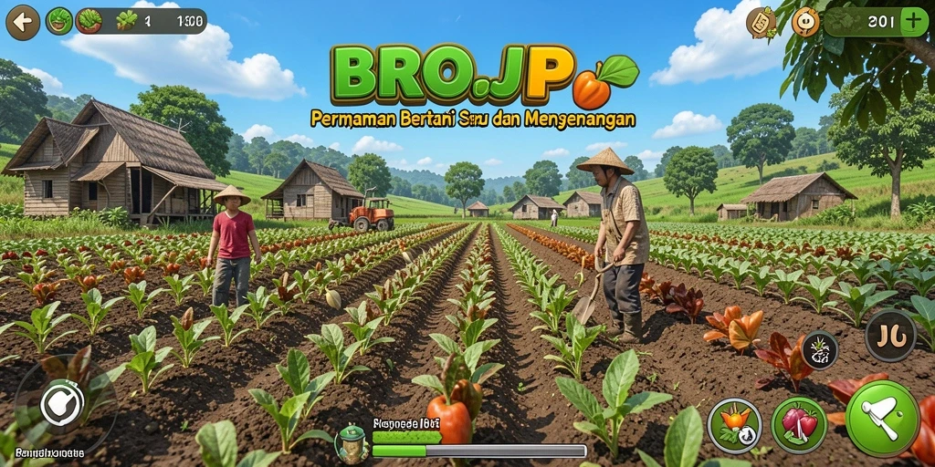 Tampilan menarik dari permainan bertani BROJP yang penuh warna.
