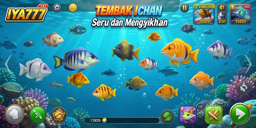 Tampilan gameplay IYA777 menampilkan aksi seru menangkap ikan.
