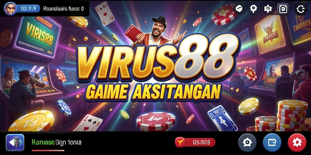 Screenshot gameplay VIRUS88 menampilkan suasana kasino yang nyata.