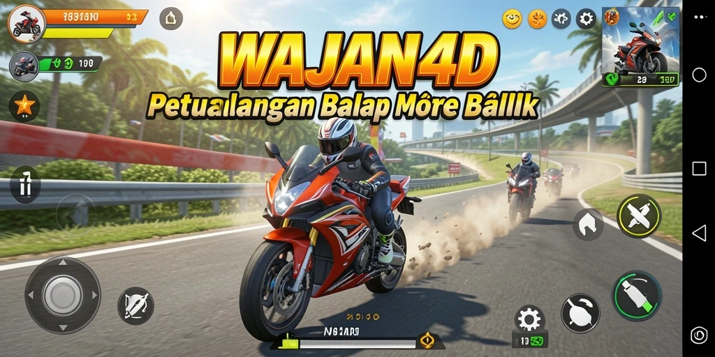 Gameplay seru balap motor di WAJAN4D yang menegangkan.