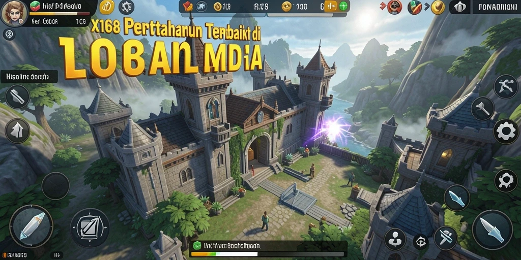Tampilan gameplay seru X168 dengan pertempuran menara yang strategis.